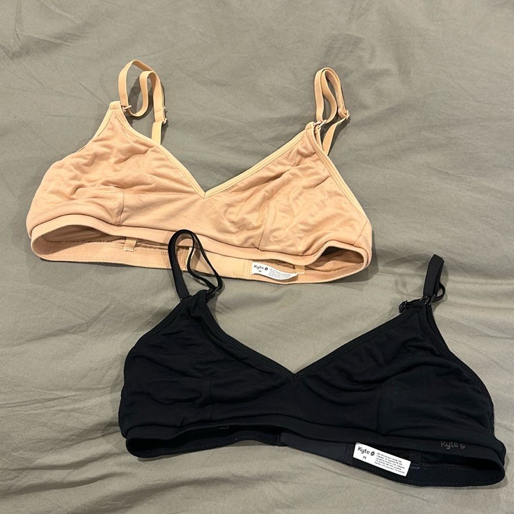 2 Kyte baby intimates nursing bras in chai and midnight
